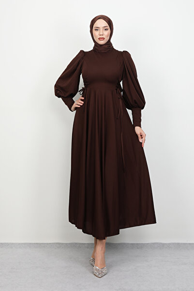 Lamia Giyim İp Kuşaklı Elbise Acı Kahve