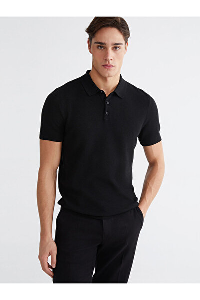 LC Waikiki LCWAIKIKI ClassicSweatshirt negru cu guler polo pentru bărbați