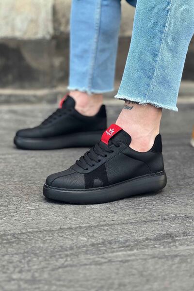 Zapatos WG040 Ανδρικά αθλητικά παπούτσια με κορδόνια με δέρμα CST - Μαύρο