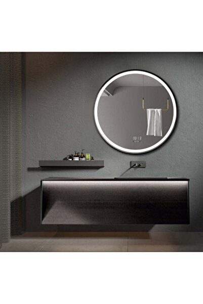 shark design Oglindă LED 70×70 cm, ramă neagră, senzor de mișcare – 3 tipuri ...