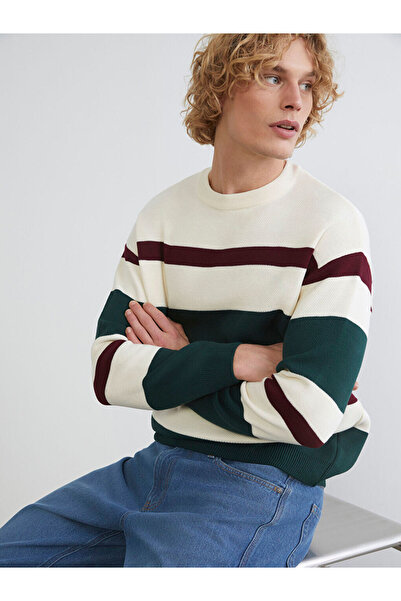 LC Waikiki RMZ GİYİM FARKIYA سترة تريكو رجالية مخططة بياقة روبا