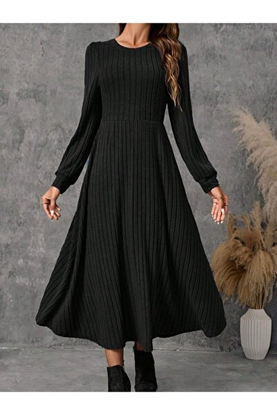 Kokosh moda Rochie de damă cu mânecă lungă, cu gât rotund, Kilos Long cu căpt...