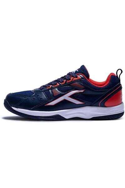 Hundred Raze Badminton Shoes Non-Marking, X-Cushion, Active Grip, Toe Assist (Navy/Orange Red, UK 10