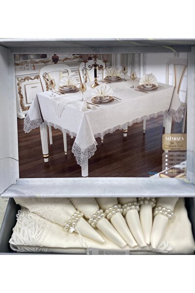 Cullinan Home طقم طعام ميموزا من الكتان من السلسلة الخاصة، 26 قطعة، يتسع لـ 1...