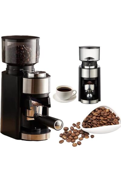 Generic مطحنة قهوة HB-583 - مصنوعة من الفولاذ المقاوم للصدأ، سعة 12 كوبًا، 25 إعدادًا للطحن، لون أسود