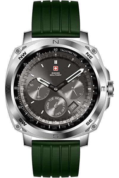 Swiss Military ساعة DOM4 الذكية بشاشة AMOLED مقاس 1.43 بوصة، مزودة بخاصية الاتصال عبر البلوتوث، وتتبع الصحة والرياضة، ومقاومة للماء والغبار بمعيار IP67.