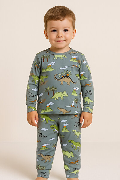 Bilge Trend Пижама от памучен джърси с динозавърски мотиви за момченца