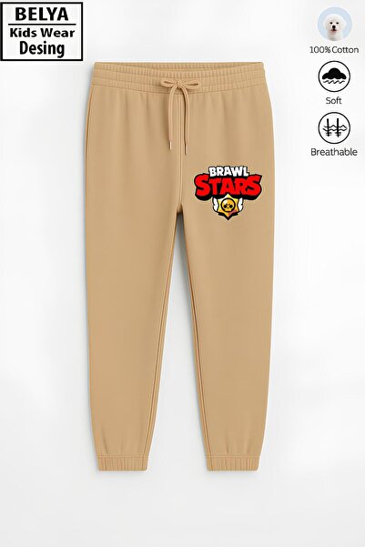 Belya Kids Wear Παιδικό αθλητικό παντελόνι με ελαστικό πόδι από βαμβάκι με 3 ...