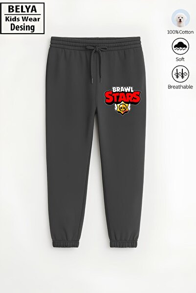 Belya Kids Wear Παιδικό αθλητικό παντελόνι με ελαστικό πόδι από βαμβάκι με 3 ...