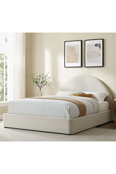 Abdo1996 Beige PU Linen Bed