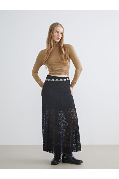 LC Waikiki New Season Elastic Waist A-Line Lace Skirt