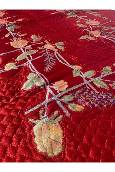 Vinezza Home Collection Çiçek Motifli El Emeği Etamin Kumaş Tek Seccade