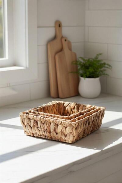 Bayev Favorite 9069 3-Piece Square Wicker Bread Basket - Organizer Basket