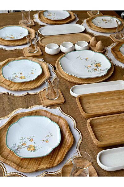 ROSSEV Kahvaltı Takımı Bambum Peachy 96 Parça 12 Kişilik