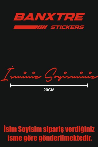 Banxtre Motosiklet ve Araba için İmzalı İsim Soyisim Sticker (20CM) (Sipariş ...
