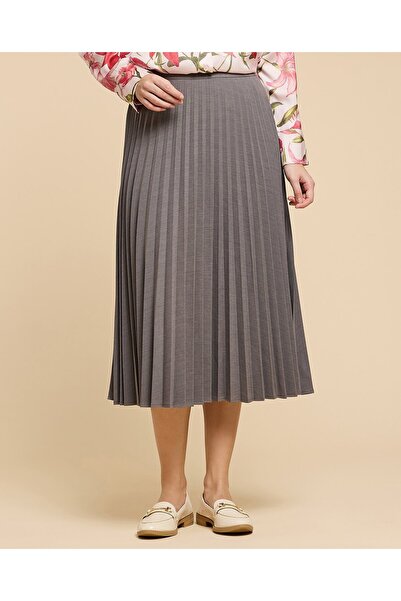 R&B تنورة ميدي مطوية بخصر مطاطي