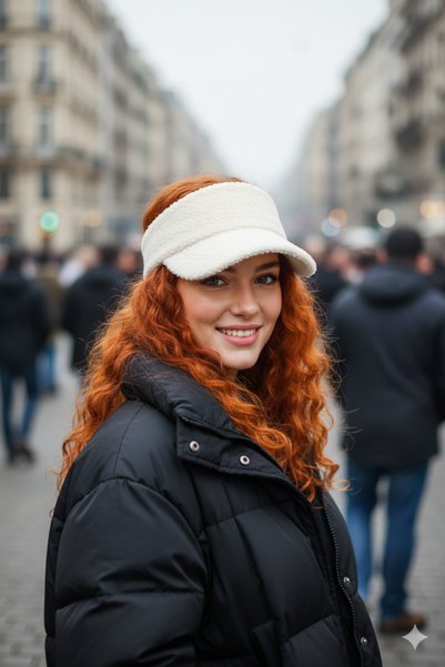 la_hatun Plush Cream Color Visor Hat Elastic Imported Product