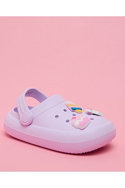 R&B Girl'S Lilac Charm Detail Slingback Clogs