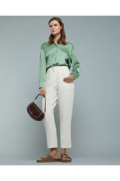 R&B Solid Tapered Pants With Button Closure