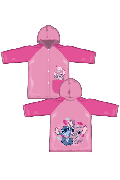 arditex Disney Stitch Raincoat for Girls 4-8 Years, Pink, Waterproof with Hoo...