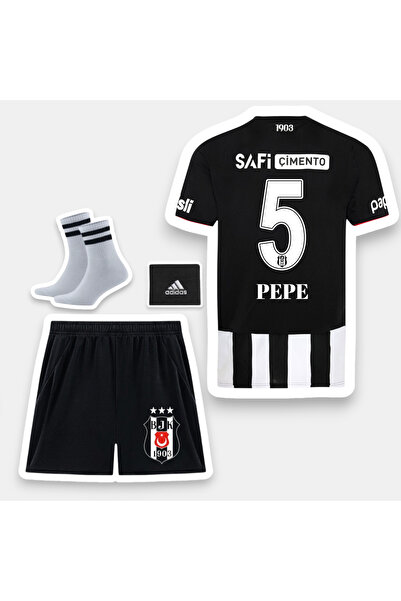 Quaxram PEPE 5 bêşiktâş 25/26 SEZON ÇOÇUK FUTBOL FORMASI ÇUBUKLU 4LÜ SET