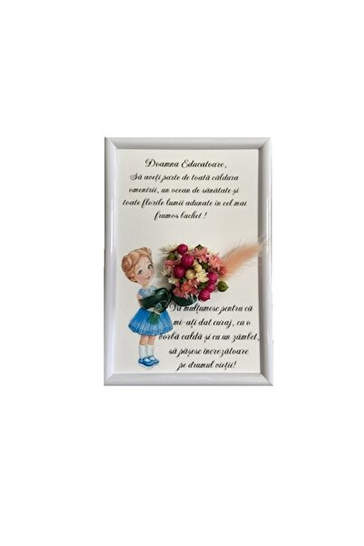 Hornbach Tablou pentru profesoară cu fetiță, 10x15 cm, plastic, cu flori uscate