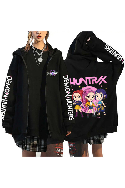 NO BRAND هودي مستوحى من فرقة فتيات ويتشر الكورية، بقصة فضفاضة، مناسب لفصلي ال...