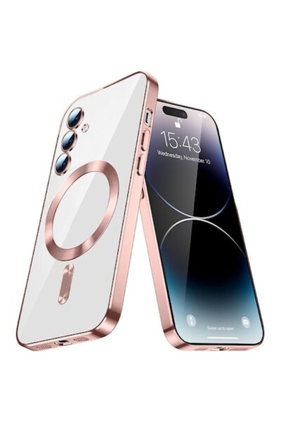 OEM Carcasă magnetică de lux TPU compatibilă cu Samsung S24 Plus, auriu-roz