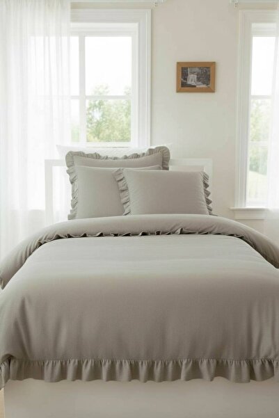 Sudemhome 100% Natural Cotton Single Ruffled Duvet Cover Set 160*220