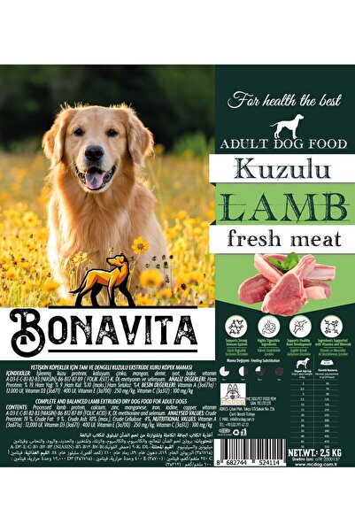 bonavitaa Bonavita kuzu etli yetişkin köpek kuru maması 5kg (2.5 X 2)