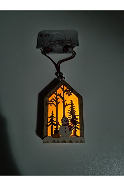 LUDIRO Wooden Christmas Tree Decoration, Luminous, with Snowman Figurine, 24x2 cm, Multicolor