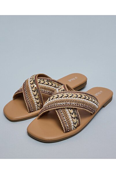 R&B Women'S Brown Embellished Flat Sandals