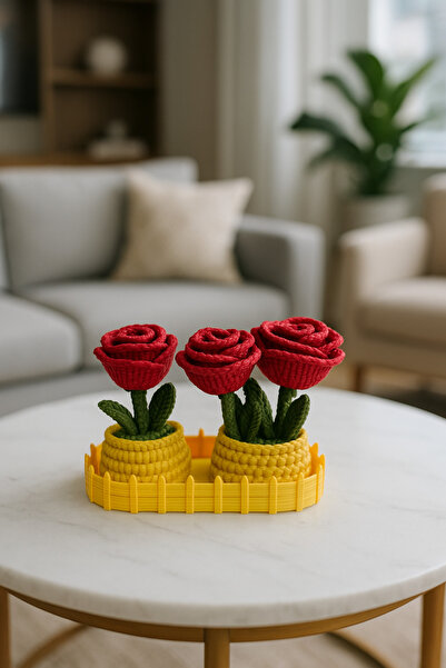 CMHOME وردة صناعية |   سلة منسوجة أزرق بلون الكوبالت زهرة زخرفية |   مع مساحة تخزين |   زهور الورد الفردية والثلاثية + قاعدة سياج