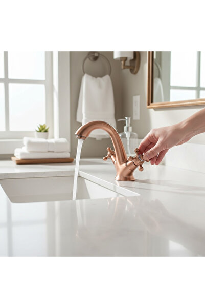 İSAOĞLU YAPI Copper Washbasin Faucet Vintage Classic Design Special Series Bronze Washbasin Faucet