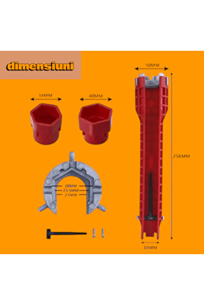 OEM Cheie multifunctionala 4 in 1,72x72 mm,aliaj zinc cu Cheie multifunctionala 8 in1,ptr inst sanitare