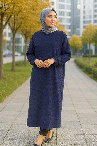 ECK MODA Women's Long Stretch Fabric Flexible Padding Patterned Tunic