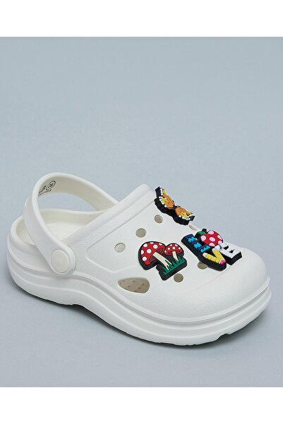 R&B Girl'S Ivory Charm Detail Slingback Clogs