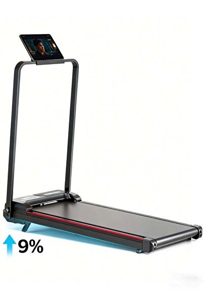 Sandinrayli Foldable Walking Pad Treadmill with 9% Incline, 2.5 HP, 1-12 km/h, iPad Holder