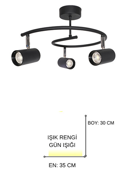 Turanconcept Dönence Spot Başlıklı 360° Dönebilen Hareketli 3'lü Avize(GÜN IŞ...