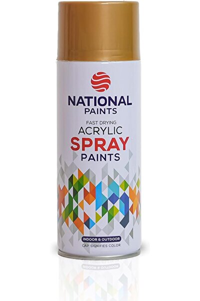 NATIONAL PAINTS طلاء بخاخ أكريليك سريع الجفاف - ذهبي فاخر 515