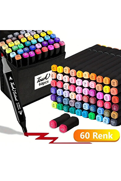 Yenimiyeni 60 Lı Profesyonel Marker Boya Kalem Seti Proje Mimarlık Çizim Seti