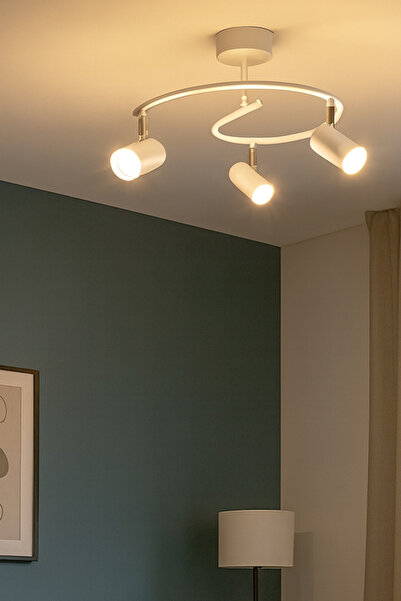 Turanconcept Dönence Spot Başlıklı 360° Dönebilen Hareketli 3'lü Avize(GÜN IŞIĞI)Salon Giyinme Odası Yemek Odası