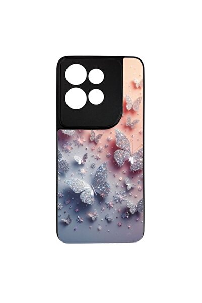 ELITE MOBILE Carcasă moale TPU compatibilă cu Motorola Edge 50 Neo 5G, design fluture argintiu