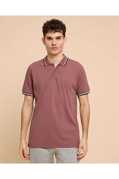R&B Contrast Tipping Polo T-Shirt With Short Sleeves