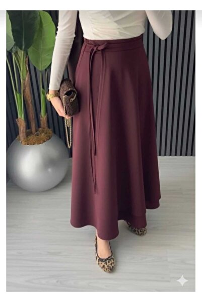 ECK MODA تنورة نسائية من قماش السكوبا برباط جانبي قماش قابل للتمدد بخصر مرن ومرن