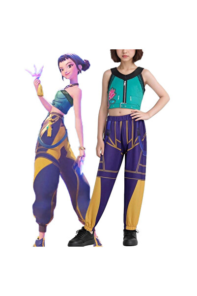 NO BRAND زي تنكري لشخصية زوي من فرقة كيبوب ديمون هانتر، زي مسرحي، طوله 140 سم