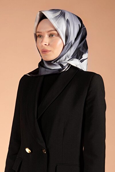 Vissona Eșarfă de mătase Tivil 61014 - 10 - 0028 - 0001 Negru Gri Model abstract