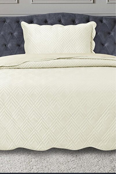 Çeyiz Diyarı Cuvertură de pat de lux din catifea Lydia, cremă