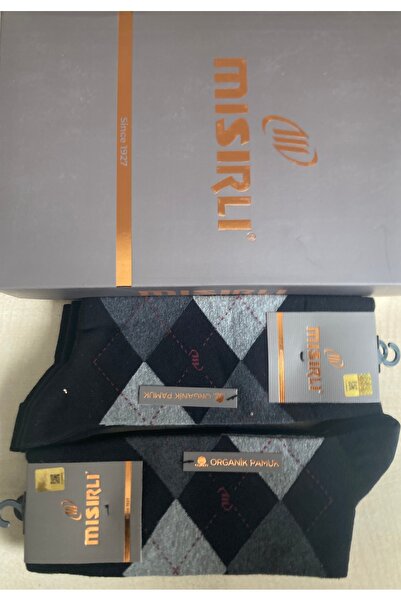 Mısırlı Erkek Organik Bambu Ekose DesenÇorap 16 adet siyah