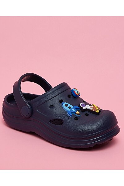 R&B Boy'S Navy Blue Charm Detail Slingback Clogs